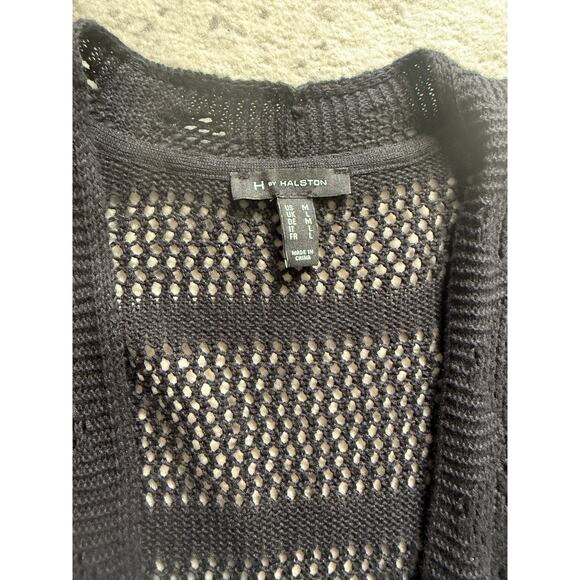 H by Halston Long Line Black Cardigan with Fringe Size M - Picture 4 of 4